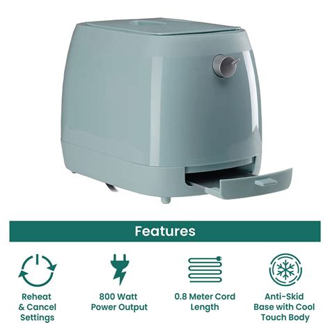Buy Croma 800W 2 Slice Pop-Up Toaster with Removable Crumb Tray (Green ...