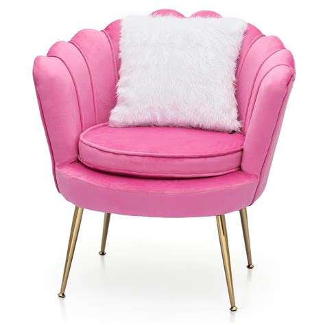Magshion Modern Scalloped Back Accent Velvet Upholstered Armchair with ...