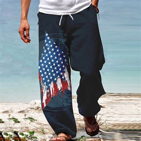 Dyfzdhu Independence Day Mens Wide Leg Pants American Flag Patriotic ...
