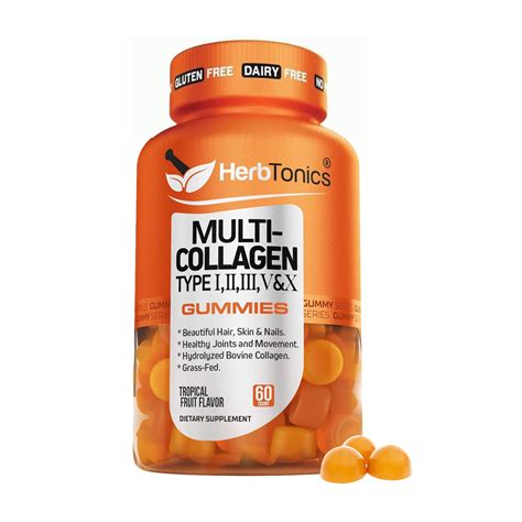 Herbtonics Multi Collagen for Women - Biotin Gummies for Hair Skin & Nails - Collagen ...