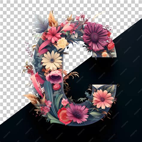 Premium PSD | Letter c with flower isolated on transparent background include png file