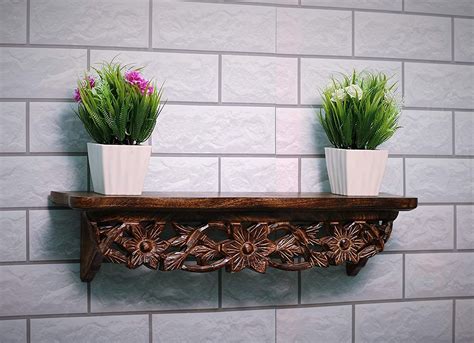 BOGEN LITE Hand Carved Wooden Wall Décor Shelf | Mounted Bookshelf ...