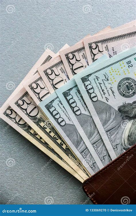 Wallet with One Hundred and Fifty Dollar Banknotes Stock Photo - Image ...