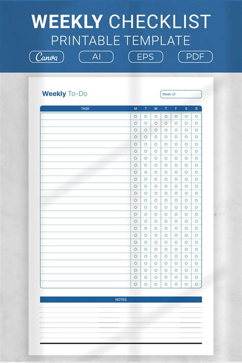 Free Printable Weekly Checklist 的图像结果