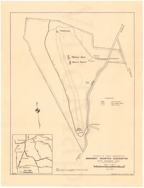 Monument Mountain Reservation, Massachusetts 1937 – WardMaps LLC