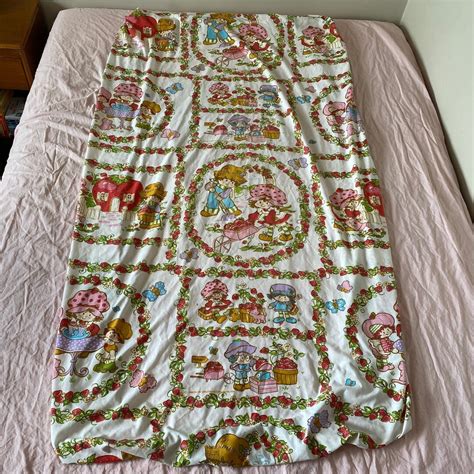 Buy 80s Era Vintage Strawberry Shortcake Fitted Bed Sheet, Twin Size ...