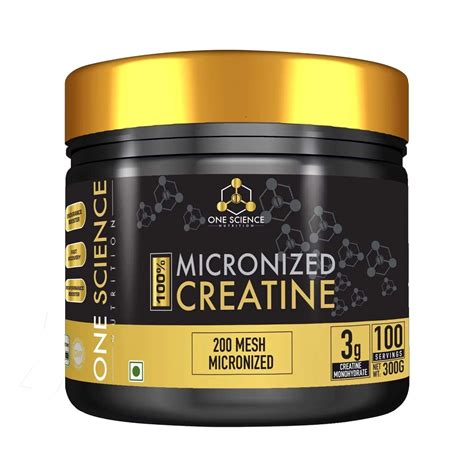 One Science Micronized Creatine Monohydrate Powder, 300gm, 100 serving ...