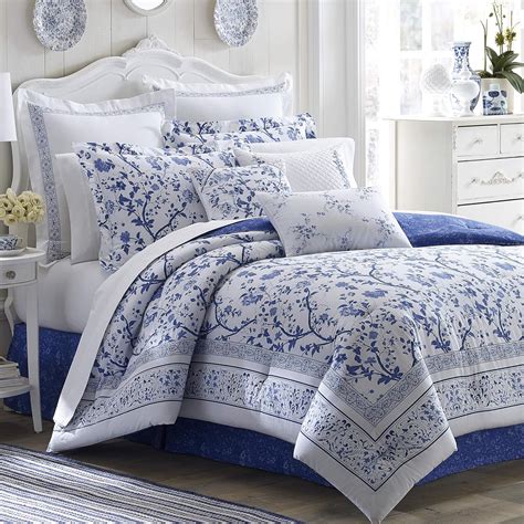 Laura Ashley Home Charlotte Duvet Cover Set, Full/Queen, Medium Blue ...