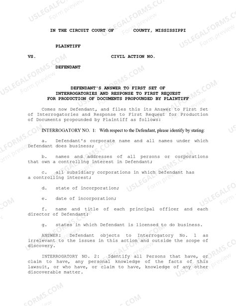 Sample Responses To Interrogatories Without Evidence | US Legal Forms