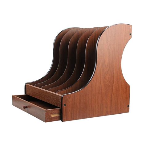 Buy hj Office Folder Home Storage Box File Holder Five-column Wooden ...
