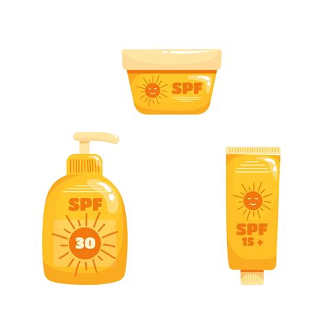 Spf sunscreen health and safety. Set of sunscreens concept Cream and ...