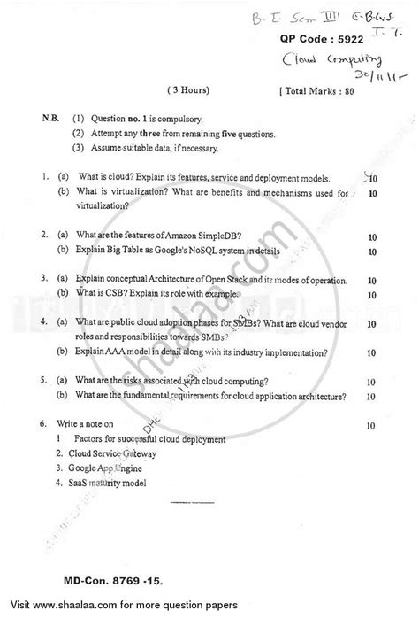 Cloud Computing 2015-2016 BE IT (Information Technology) Semester 7 (BE ...