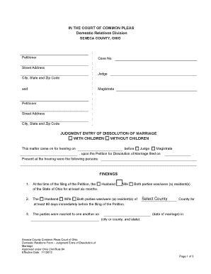 Judgment Entry Of Dissolution Of Marriage - Seneca County ...