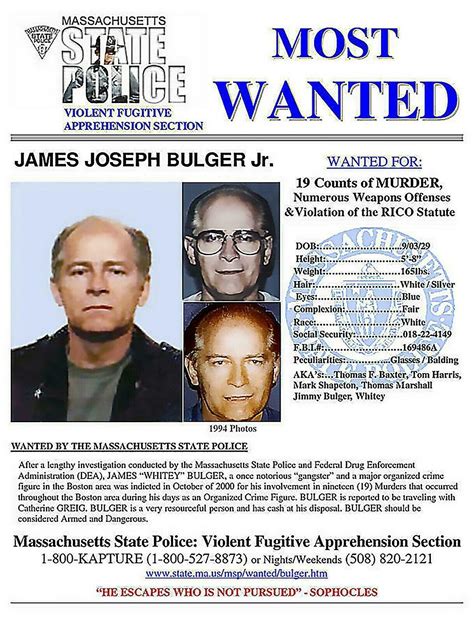 WHITEY BULGER WANTED POSTER 8.5X11 PHOTO PICTURE REPRINT MOBSTER ...