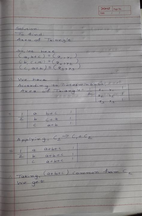 area of traingle formed by(a,b+c),(b,c+a),(c,a+b) is 1)0 2)4 3)3 4)2 ...