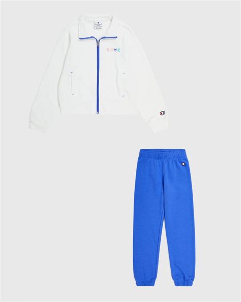 Champion Tuta Con Felpa Full Zip E Pantaloni Con Polsini Bianco Bambina ...