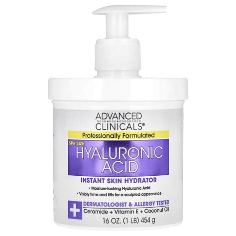 Advanced Clinicals Hyaluronic Acid, Instant Skin Hydrator, 1 Lb (16 Oz ...