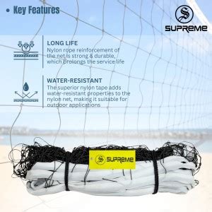 Supreme Volleyball Net Nylon (4 Side Tape)10 Mesh,Heavy (Pack Of 1 ...