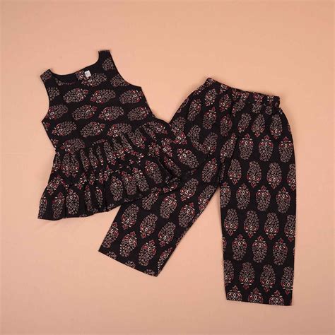 Black Floral Paisley Girls CO-ORD SET – Comfortable Cotton Outfit ...