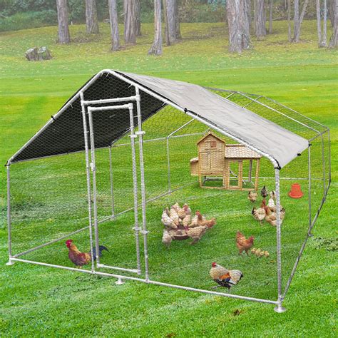Buy HITTITE 1.26'' Tube Extra Large Metal Chicken Coop, Walk-in Poultry ...