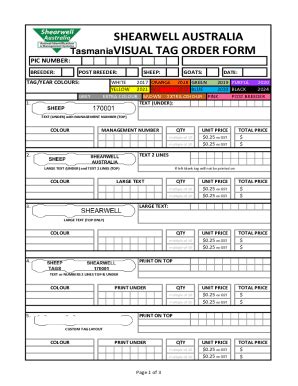 Fillable Online tas nlis visual tag order form Fax Email Print - pdfFiller