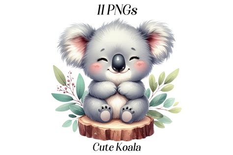 Watercolor Cute Koala Clipart, 11 PNG Files, Exotic Animals, Safari ...