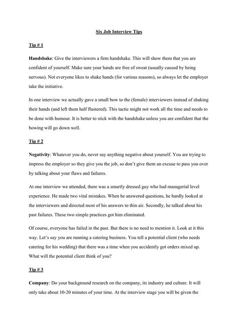 Job Interview Tips and Tricks | PDF