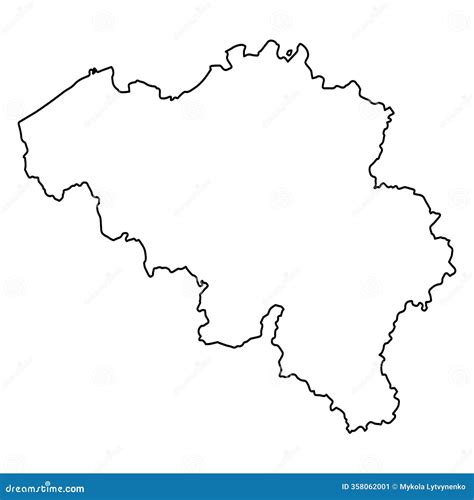 Outline Map Of Belgium, European Country Outline Border Cartoon Vector ...