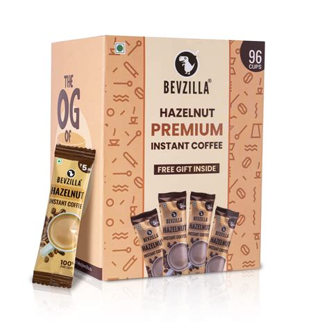 Bevzilla 96 Instant Coffee Powder Sachets (Hazelnut) - 192 Grams| Hot ...