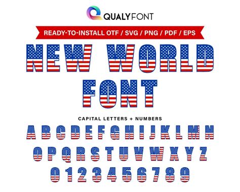 Buy NEW WORLD Font/ USA Flag Font Otf, Svg, Png, America Alphabet ...