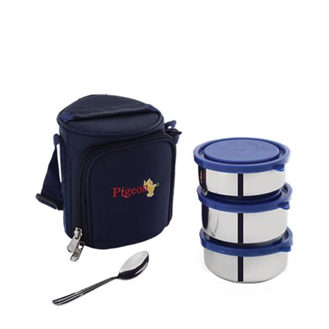 Buy Pigeon Classmate Stainless-Steel Insulated Lunch Box Set 3 with Bag ...