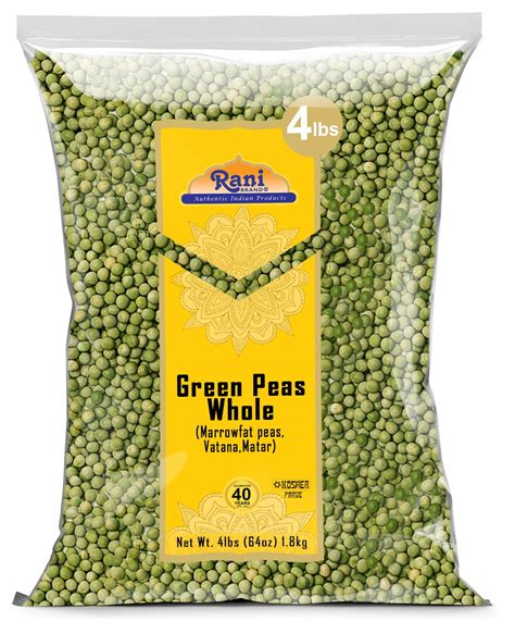 Rani Dried Whole Green Peas 4lbs (64oz) - All Natural, Vegan, Gluten ...