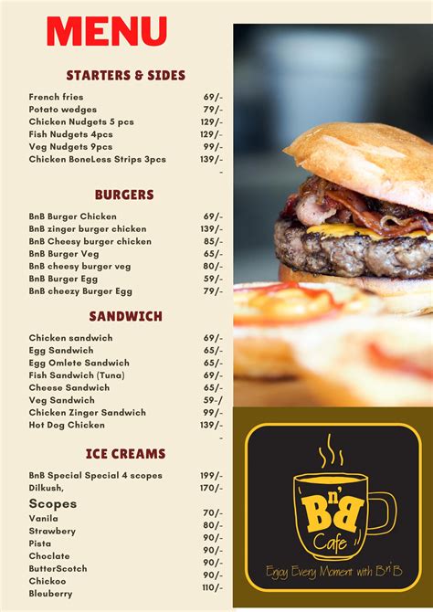 Menu at Bugs N Bees cafe (BnB Cafe), Kochi