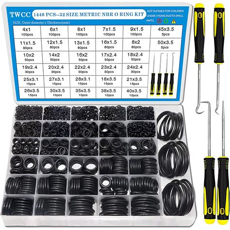 TWCC 1440 O-Ring Classification Kit 32 Sizes of Nitrile Rubber Combined ...