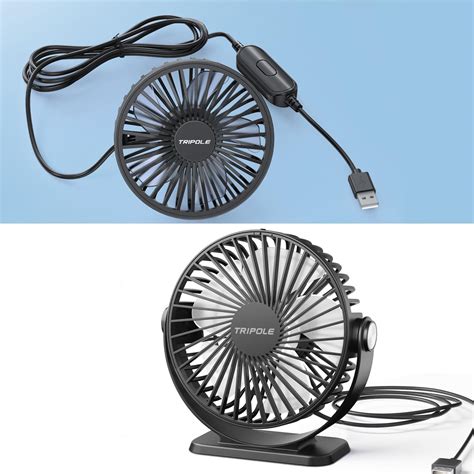 Tripolecar Fan Usb Powered Desk Fan Bundle 3 Speeds Cooling ...