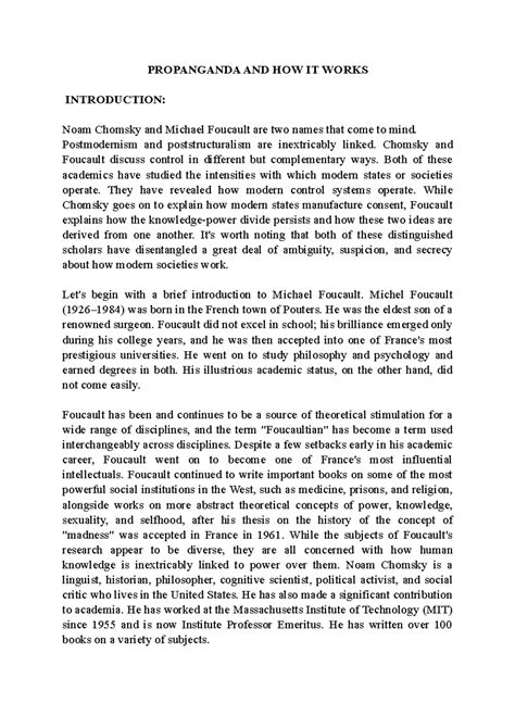 Propaganda Analysis: Insights from Chomsky & Foucault's Theories - Studocu