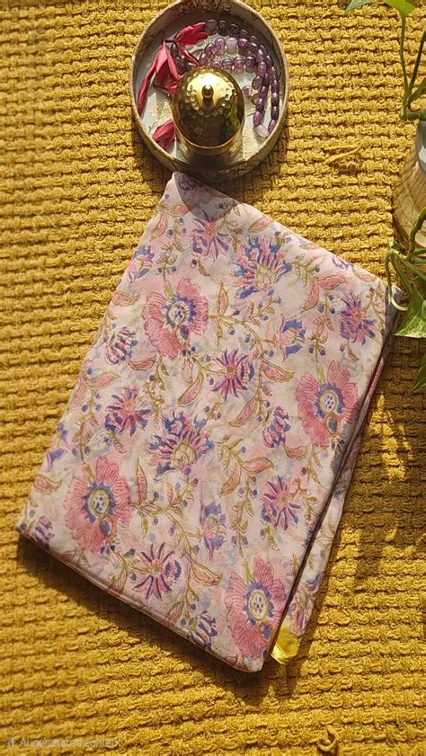 Blush Pink Floral Block Print Chiffon Saree I ModernCharkha – Modern ...