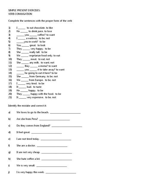 Image result for Presente Simple Ejercicios