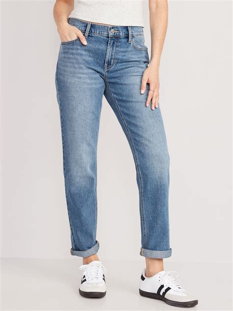 Mid-Rise Boyfriend Straight Jeans for Women | Old Navy