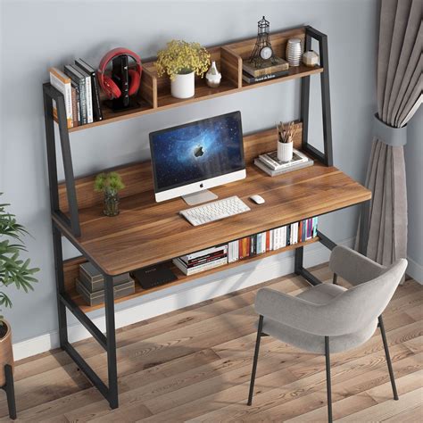 Buy Tribesigns 47 Computer Desk with Hutch, Modern Study Writing Table ...