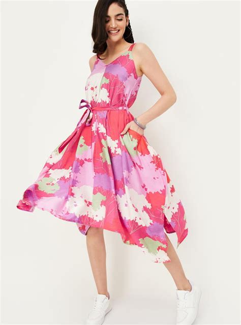Buy Women Printed Handkerchief Hem Dress Online at just Rs. 1299.0 ...