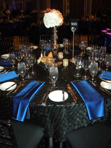 Royal Blue and Black Wedding Table Setting