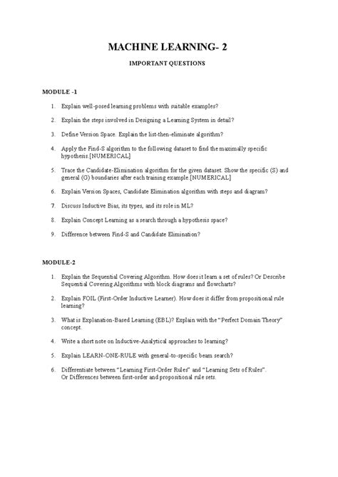 MACHINE 2 MODULE 1: Key Concepts & Algorithms in ML - Studocu