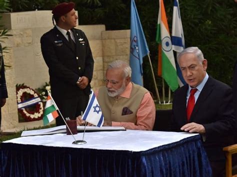 PM Modi and Israeli PM Netanyahu visit Indian War Cemetery in Haifa