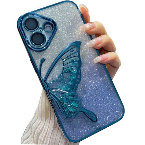 mobistyle Designed for iPhone 16 Plus Cover with Glitter Cute Butterfly ...