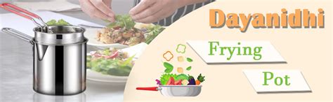 Buy DAYANIDHI 1200ml Small Deep Frying Pot with Strainer Basket ...
