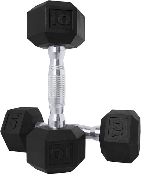 Buy CAP Barbell Set of 2 Hex Rubber Dumbbell with Metal Handles, Pair ...