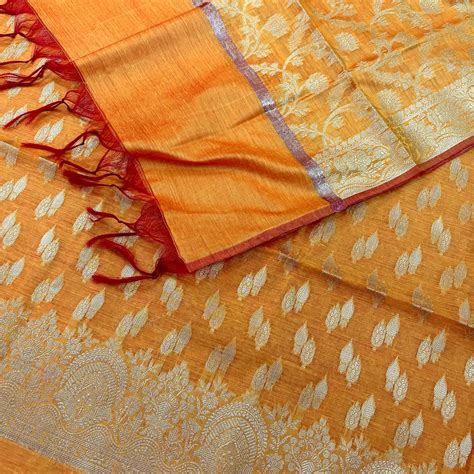 Mustard Golden Zari Banarasi Silk Suit – Mohsin Textiles