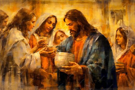 Premium Photo | Jesus christ turns water into wine religion bible ...