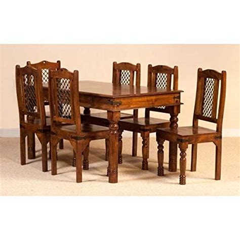 APRODZ Sheesham Wood Reyk 6 Seater Dining Table Set for Home | 6 Chairs ...